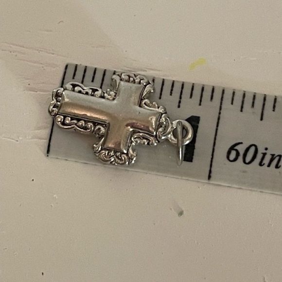 0.75” silver tone St. Olga cross charm pendant with jump loop - Picture 4 of 5